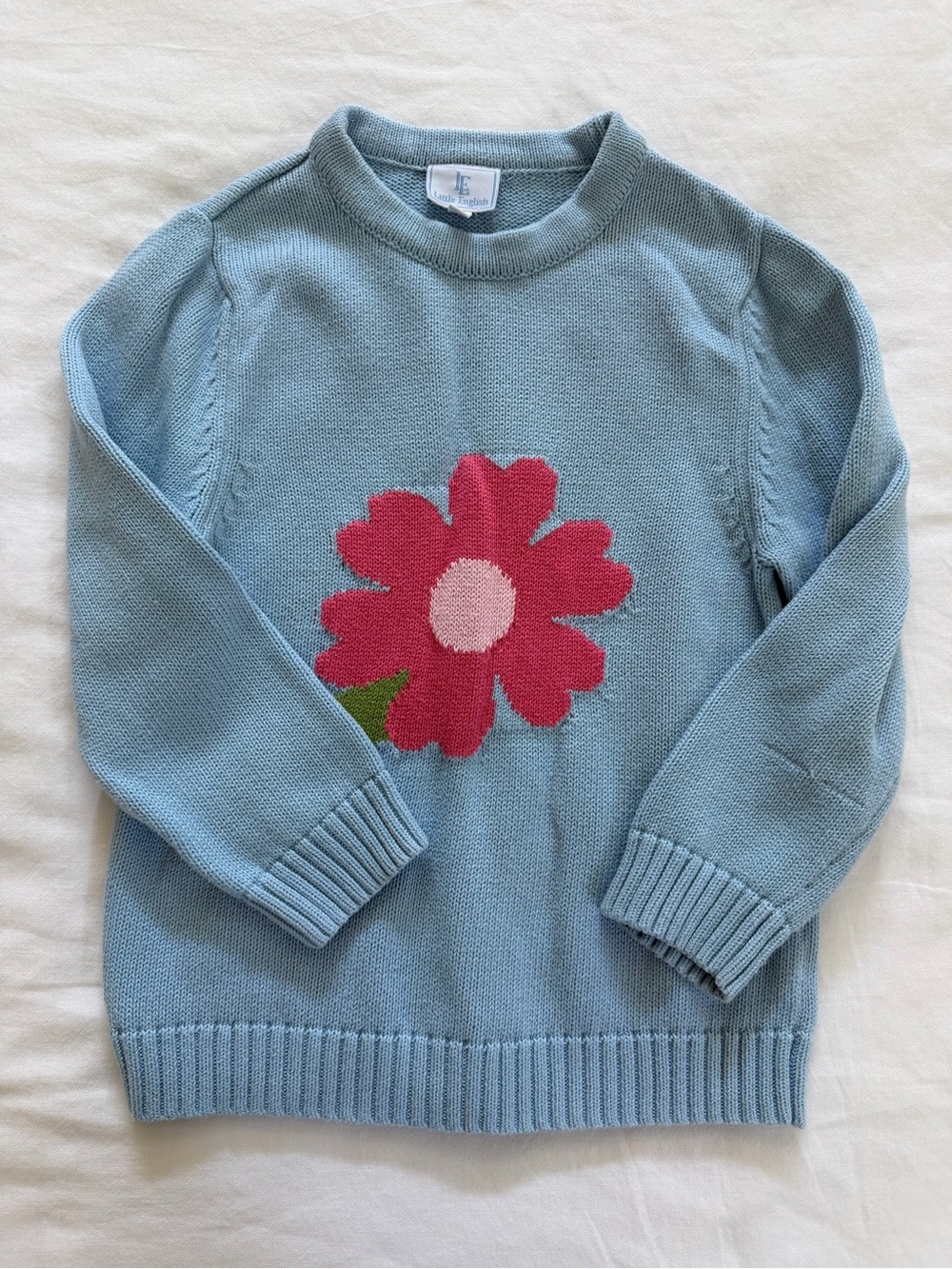 Light Blue Flower Knit Sweater